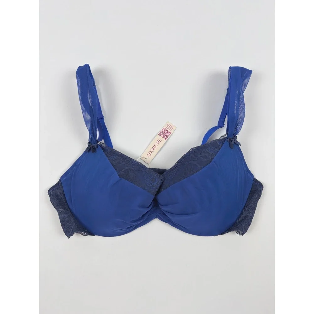 Adore Me Clairabelle Push-Up Demi‎ Bra Surf The Blue 38D